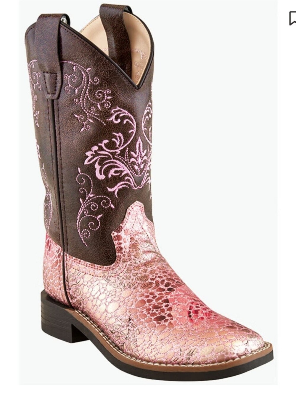 Old West Pink and Brown Girls' Western Cowboy Boots